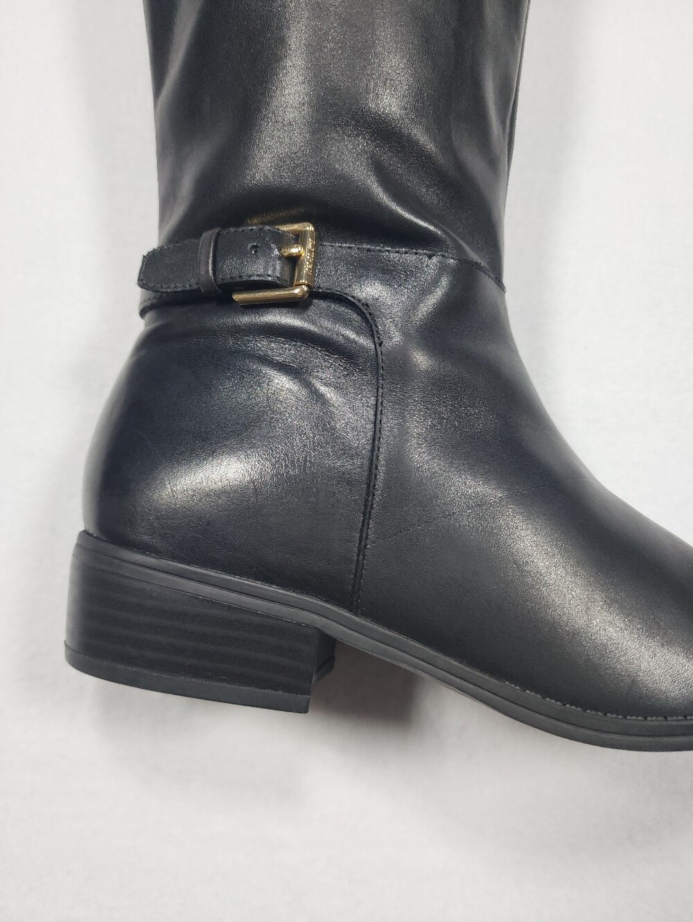 Lauren Ralph Lauren Black and Brown Leather Knee-High Riding Boots - Picture 10 of 16